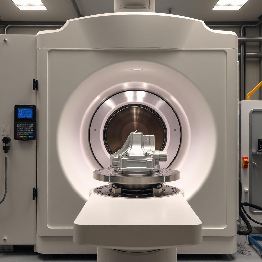 Industrial CT system with die-cast part loaded