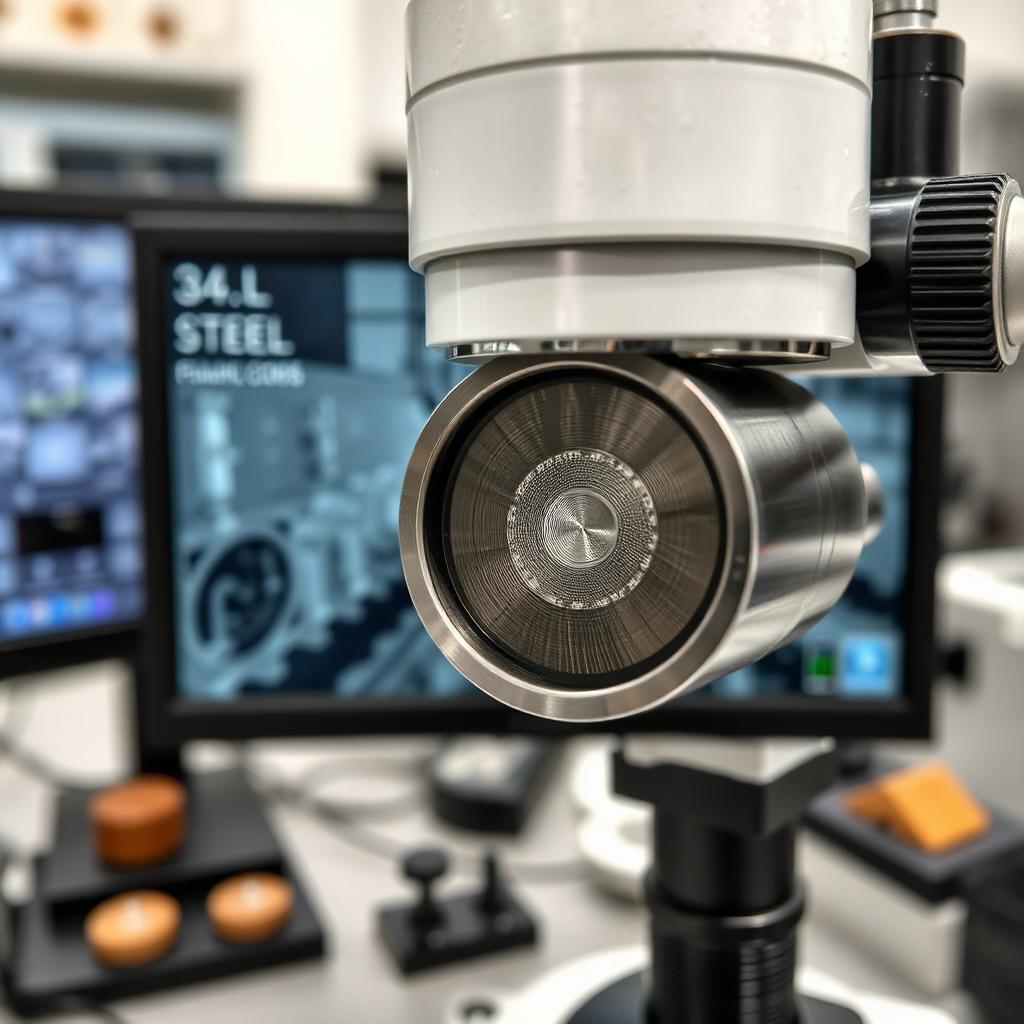 Metallographic microscope analyzing grain structure